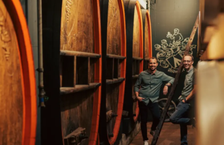 Aldinger brothers in cellar